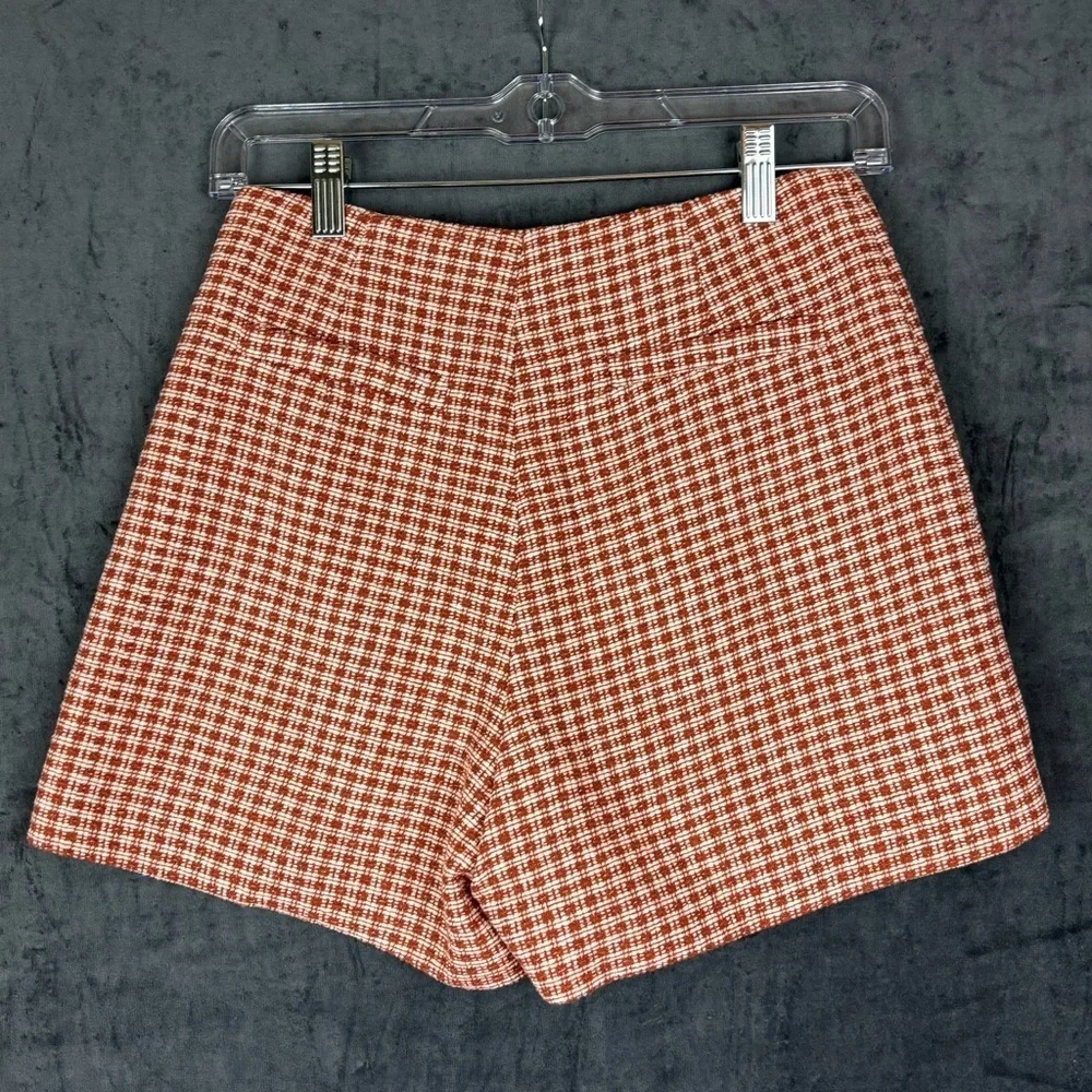 Altar'd State High Waist Plaid Shorts - Red and White